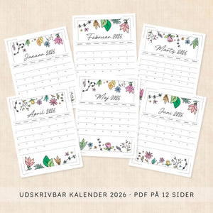 Kalender 2026 print selv