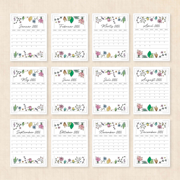 Kalender 2026 print selv