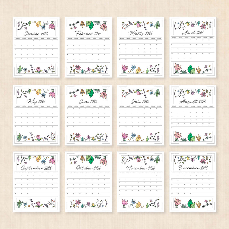 Kalender 2026 print selv