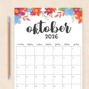 Kalender 2026 print selv