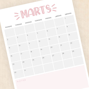 Kalender 2026 print selv