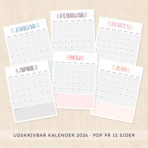 Kalender 2026 print selv