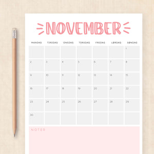 Kalender 2026 print selv