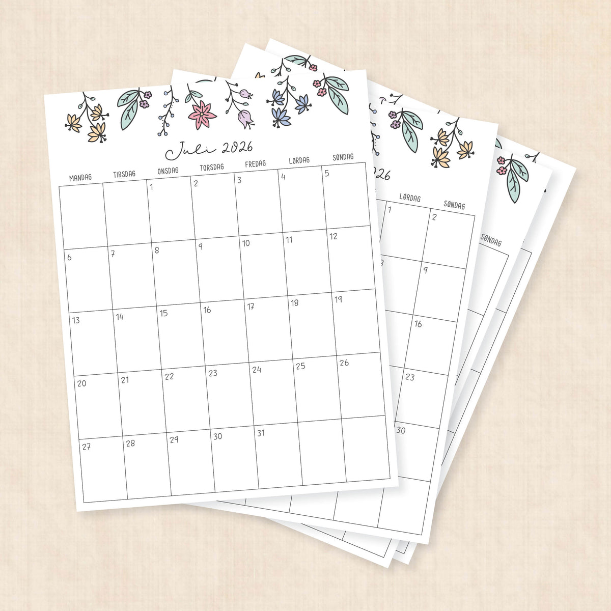 Kalender 2026 print selv