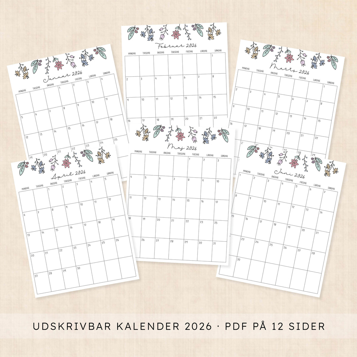 Kalender 2026 print selv