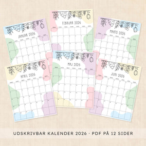 Kalender 2026 print selv