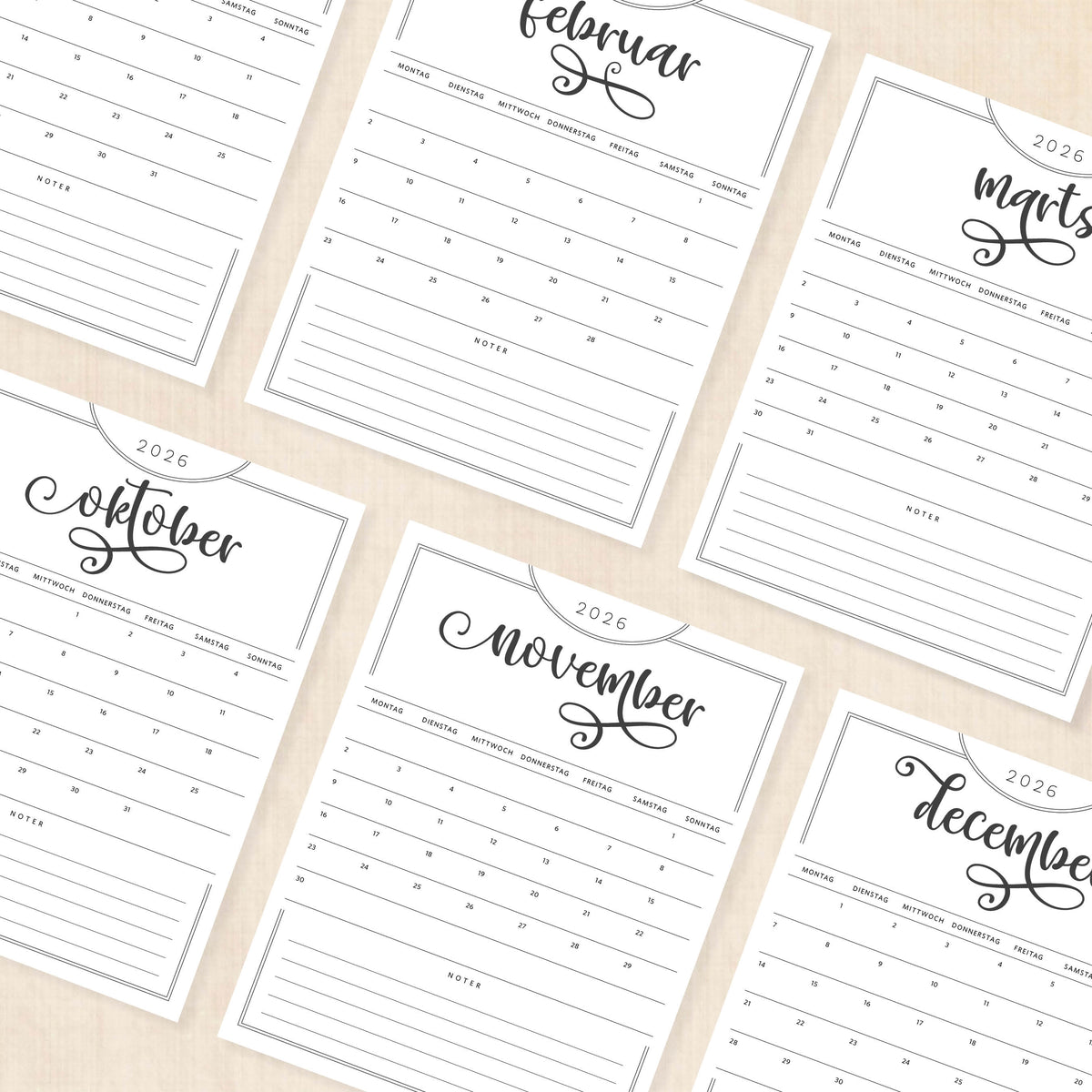 Kalender 2026 print selv