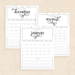 Kalender 2026 print selv