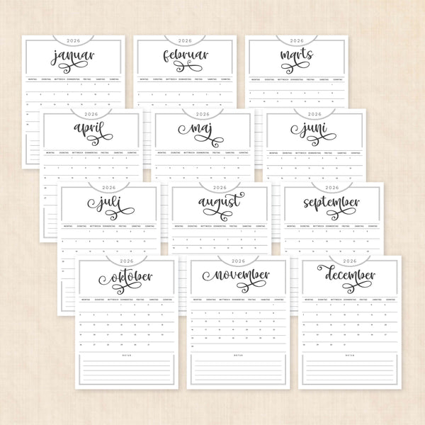 Kalender 2026 print selv