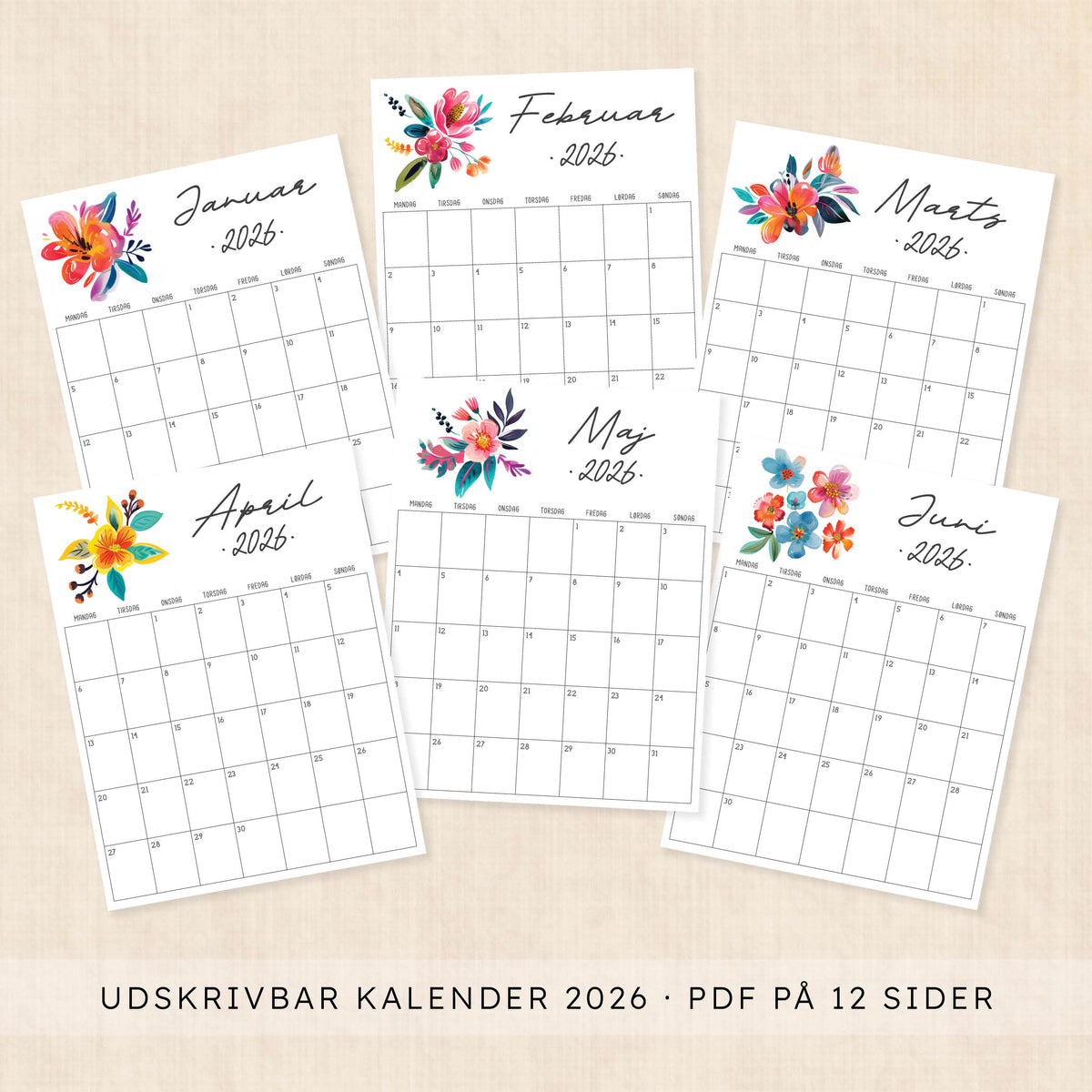 Kalender 2026 print selv