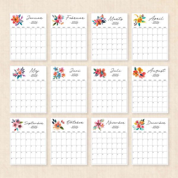Kalender 2026 print selv