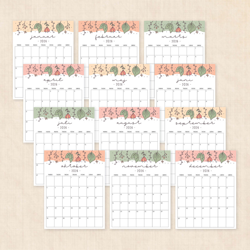 Kalender 2026 print selv