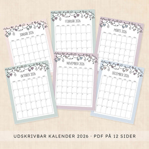Kalender 2026 print selv