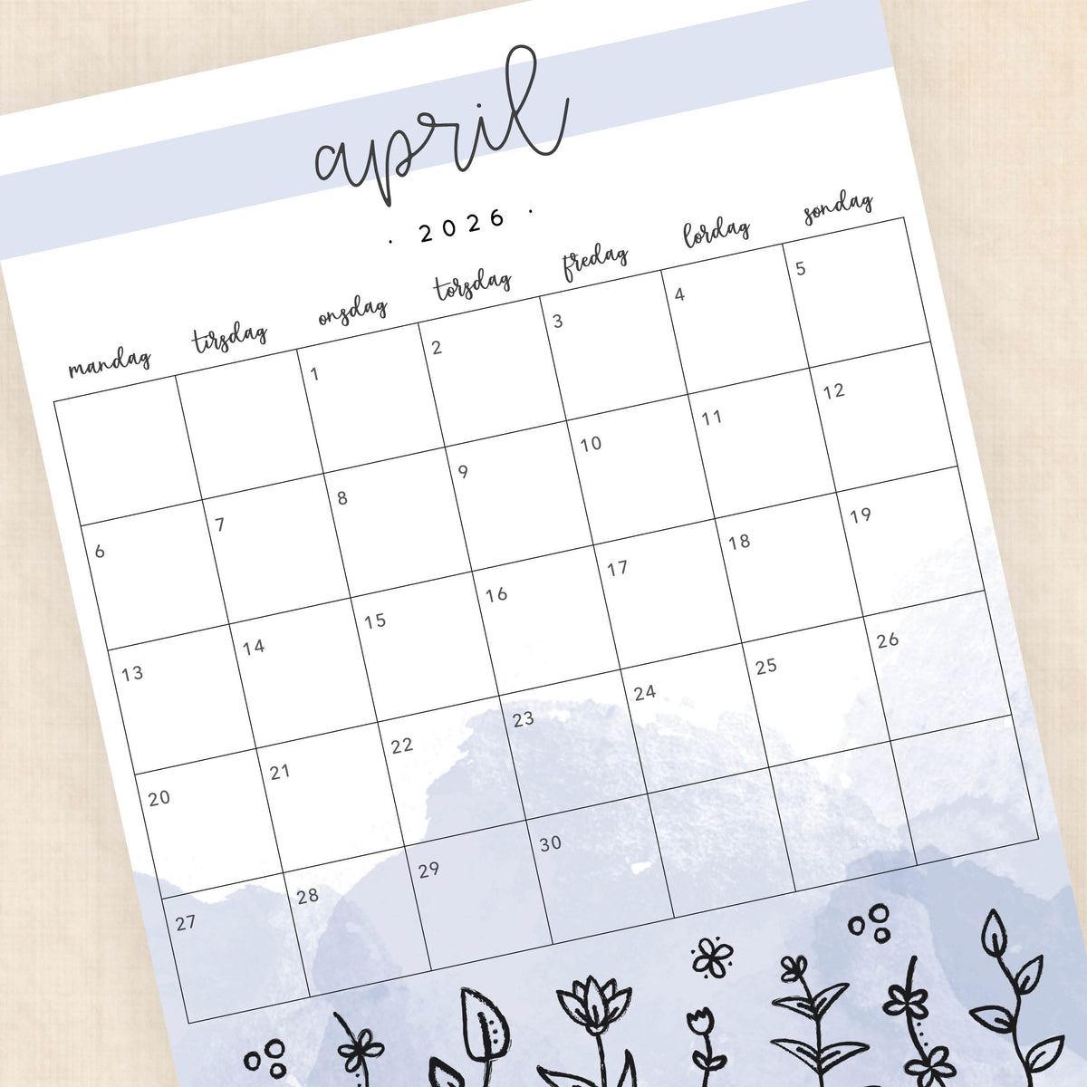 Kalender 2026 print selv