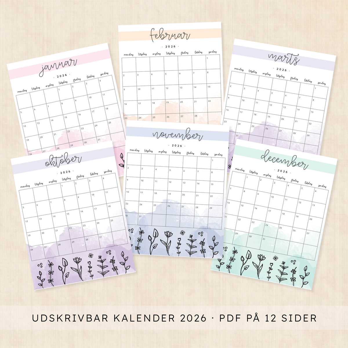 Kalender 2026 print selv