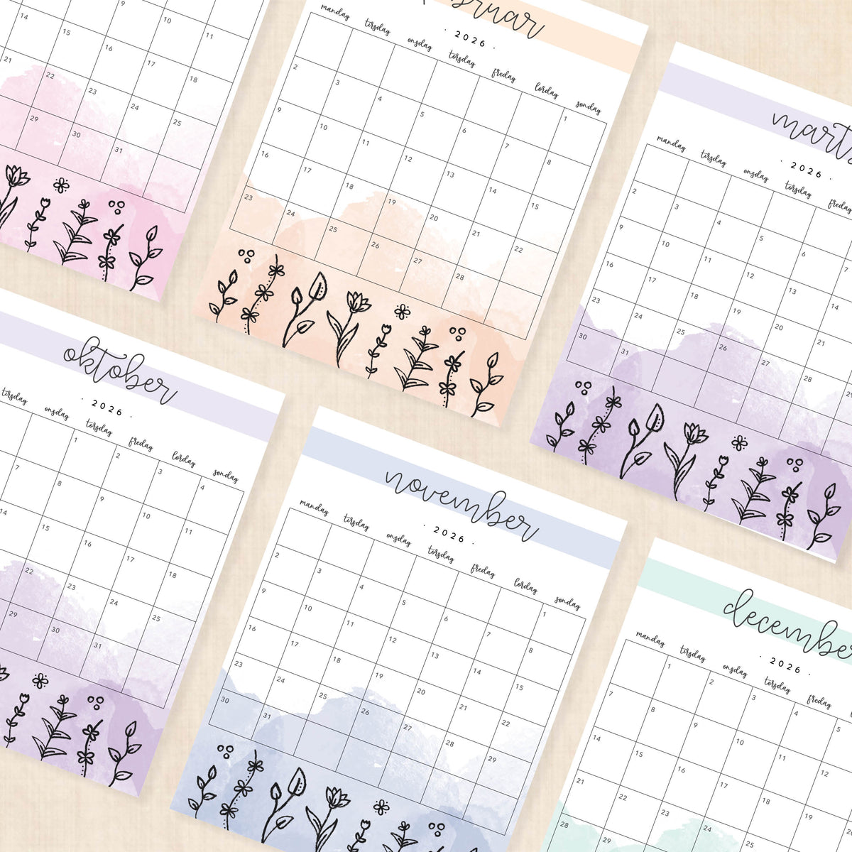 Kalender 2026 print selv