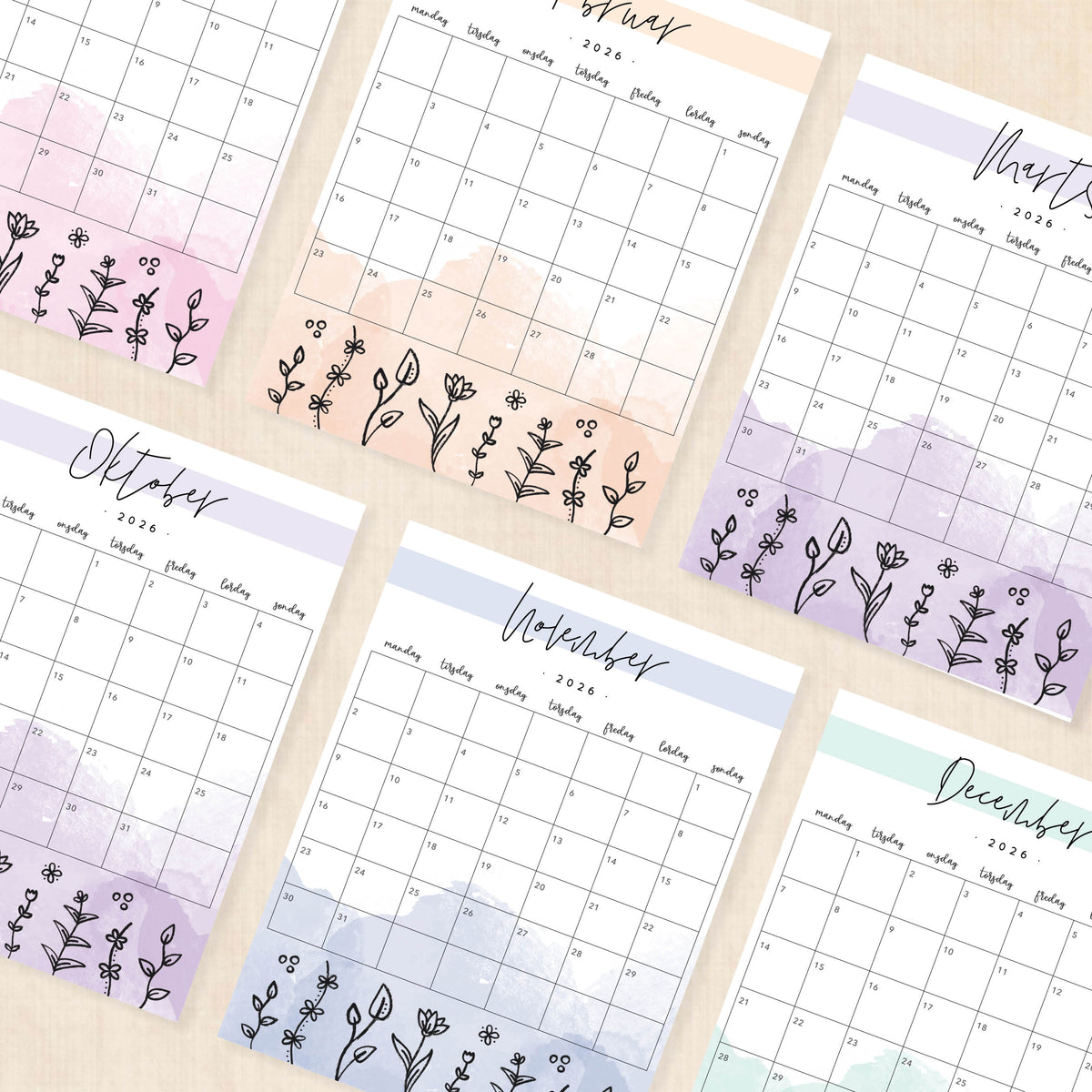 Kalender 2026 print selv