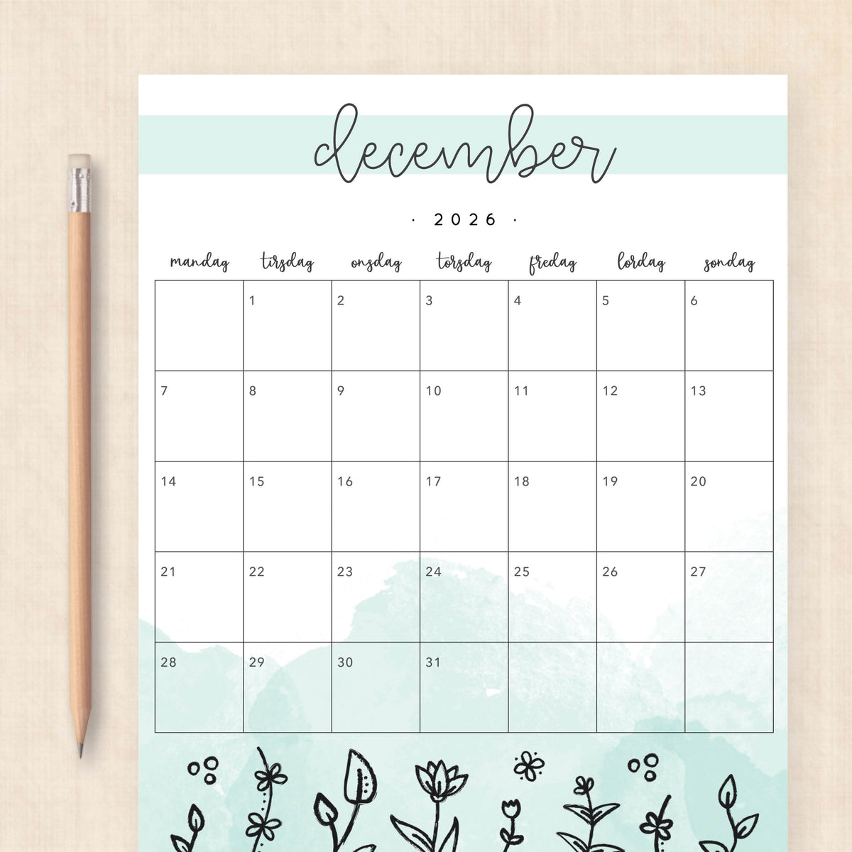 Kalender 2026 print selv