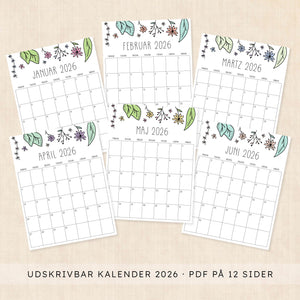 Kalender 2026 print selv