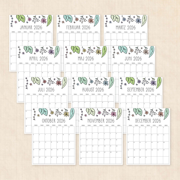 Kalender 2026 print selv