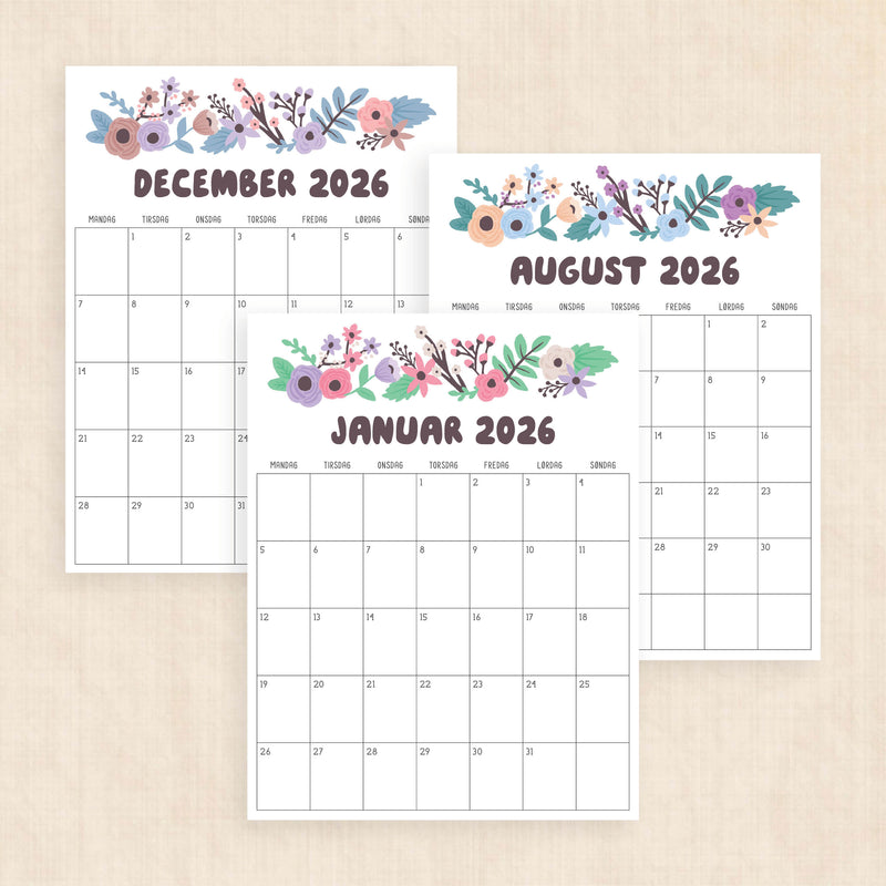 Kalender 2026 print selv