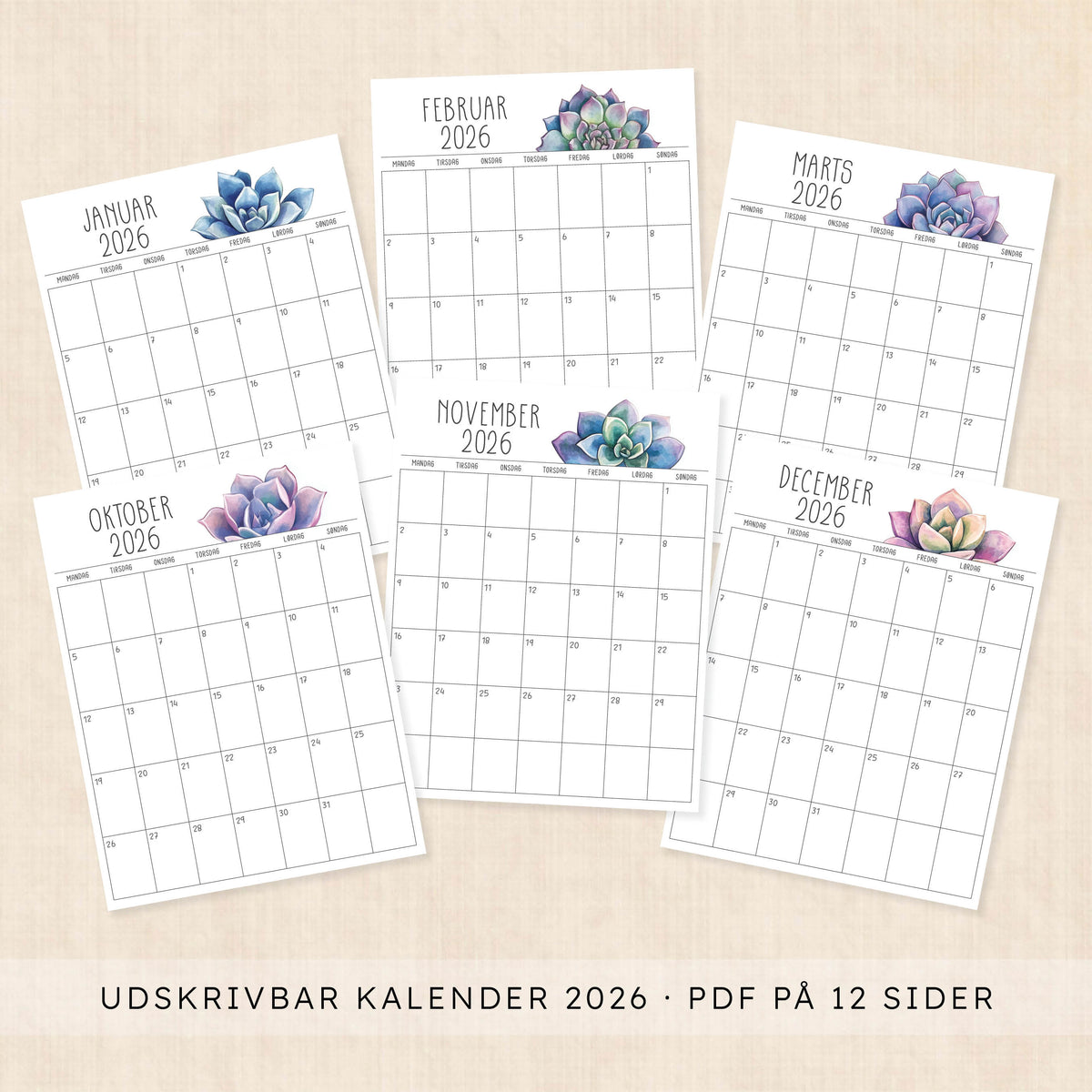 Kalender 2026 print selv
