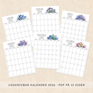 Kalender 2026 print selv