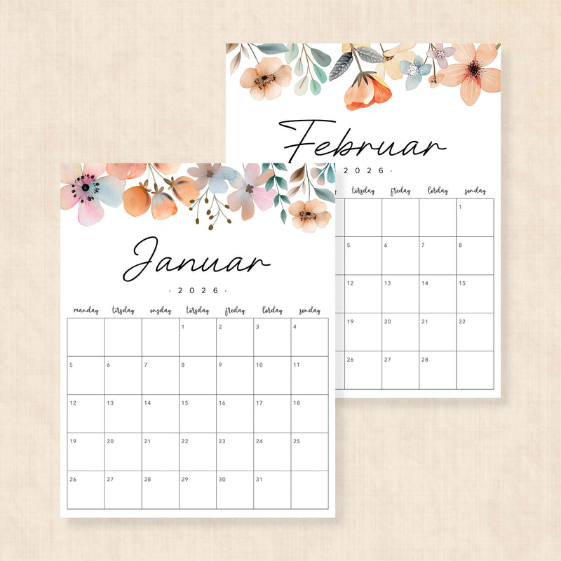 Kalender 2026 print selv