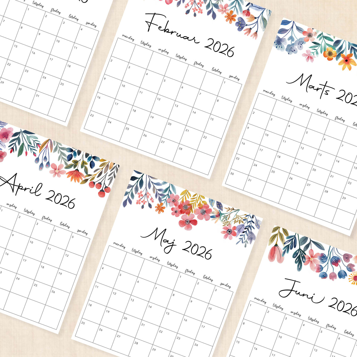 Kalender 2026 print selv