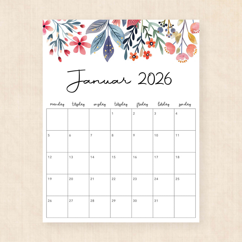 Kalender 2026 print selv