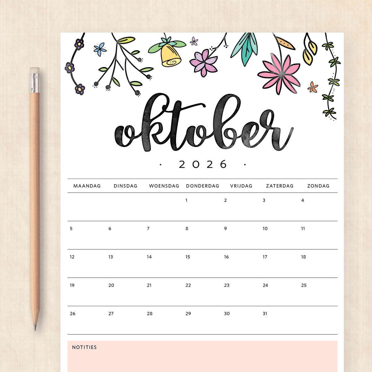 Kalender 2026 printen