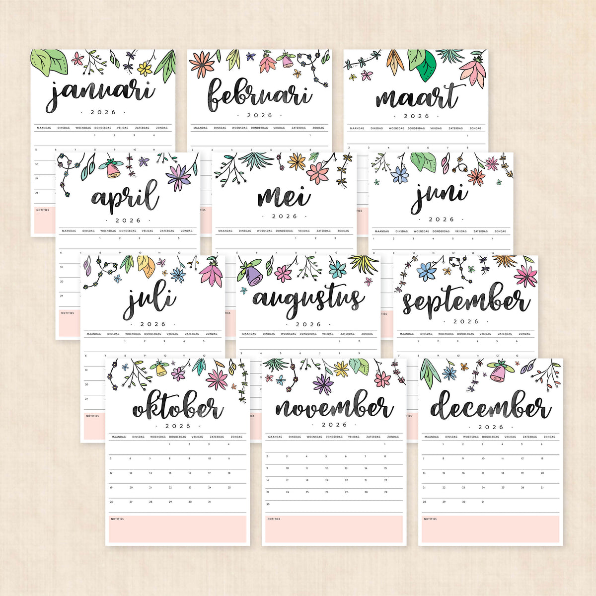 Kalender 2026 printen