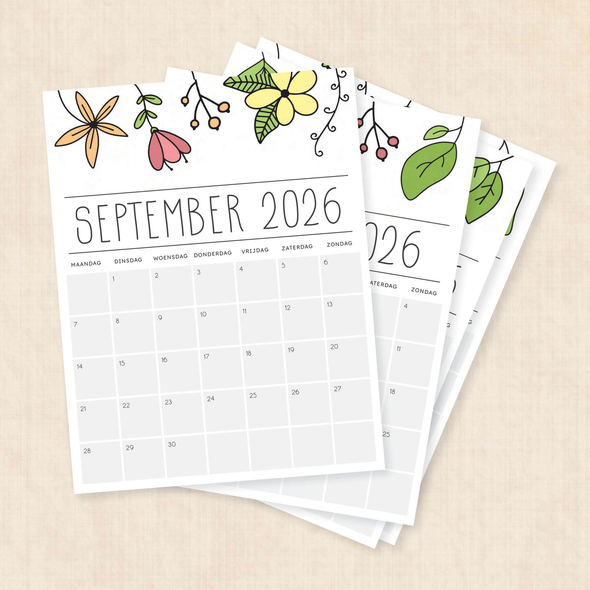 Kalender 2026 om te printen