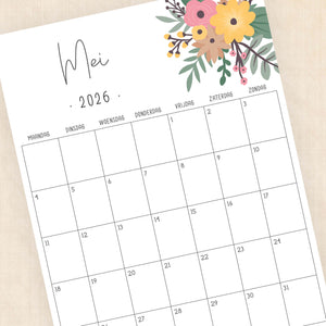 Kalender 2026 om te printen