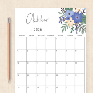 Kalender 2026 om te printen