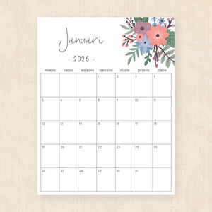 Kalender 2026 om te printen