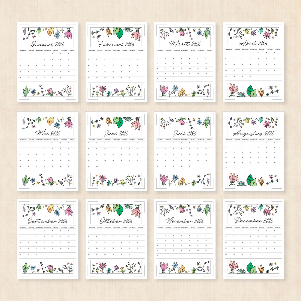 Kalender 2026 printen