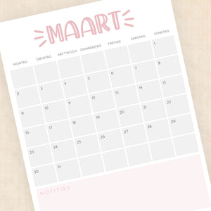 Kalender 2026 printen