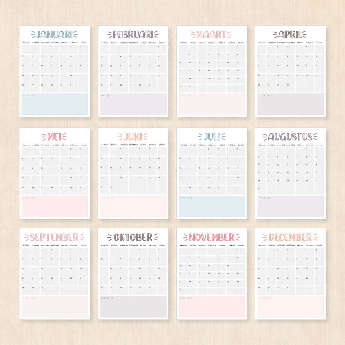 Kalender 2026 printen