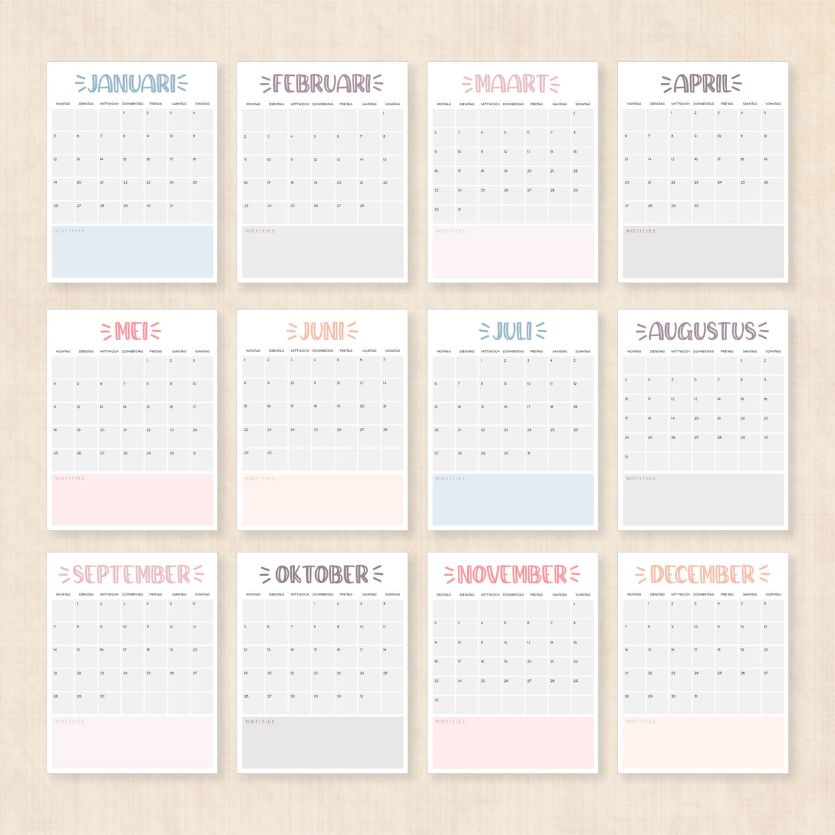Kalender 2026 printen