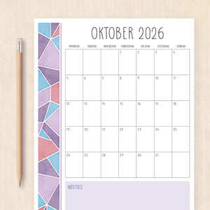 Kalender 2026 printen