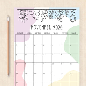 Kalender 2026 printen
