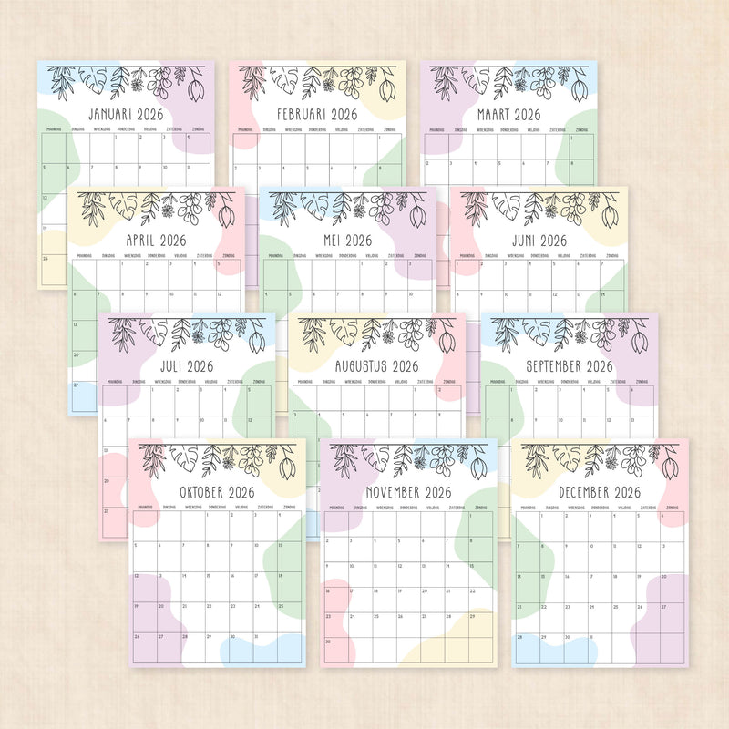 Kalender 2026 printen