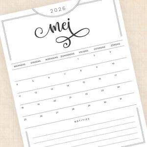 Kalender 2026 printen