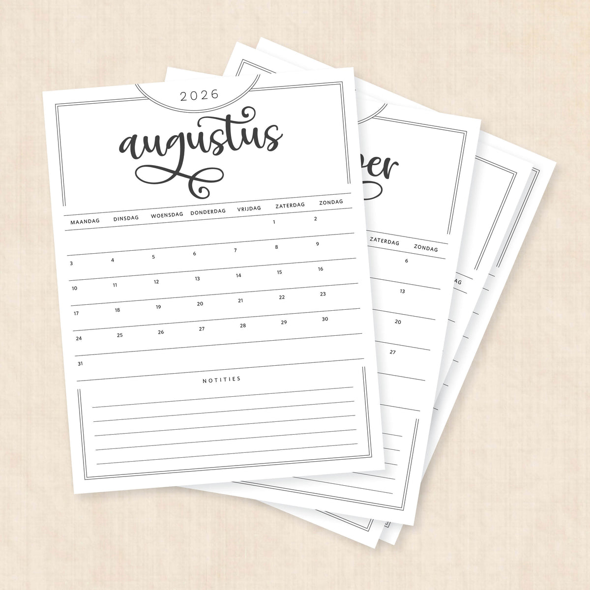 Kalender 2026 printen