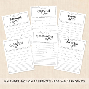 Kalender 2026 printen