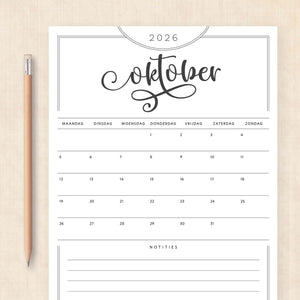 Kalender 2026 printen