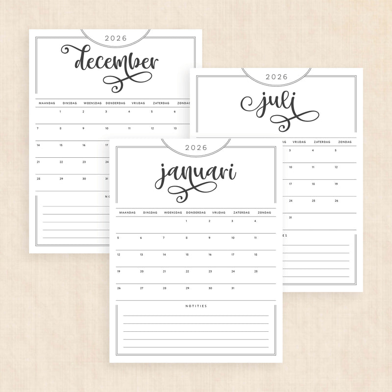 Kalender 2026 printen