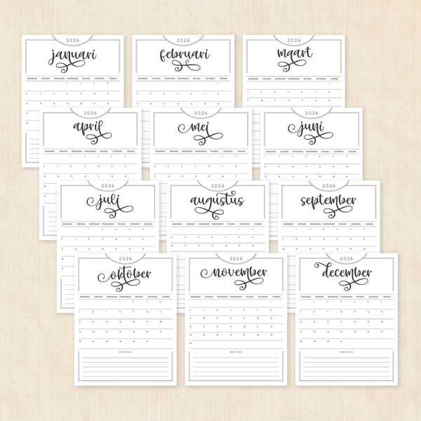 Kalender 2026 printen