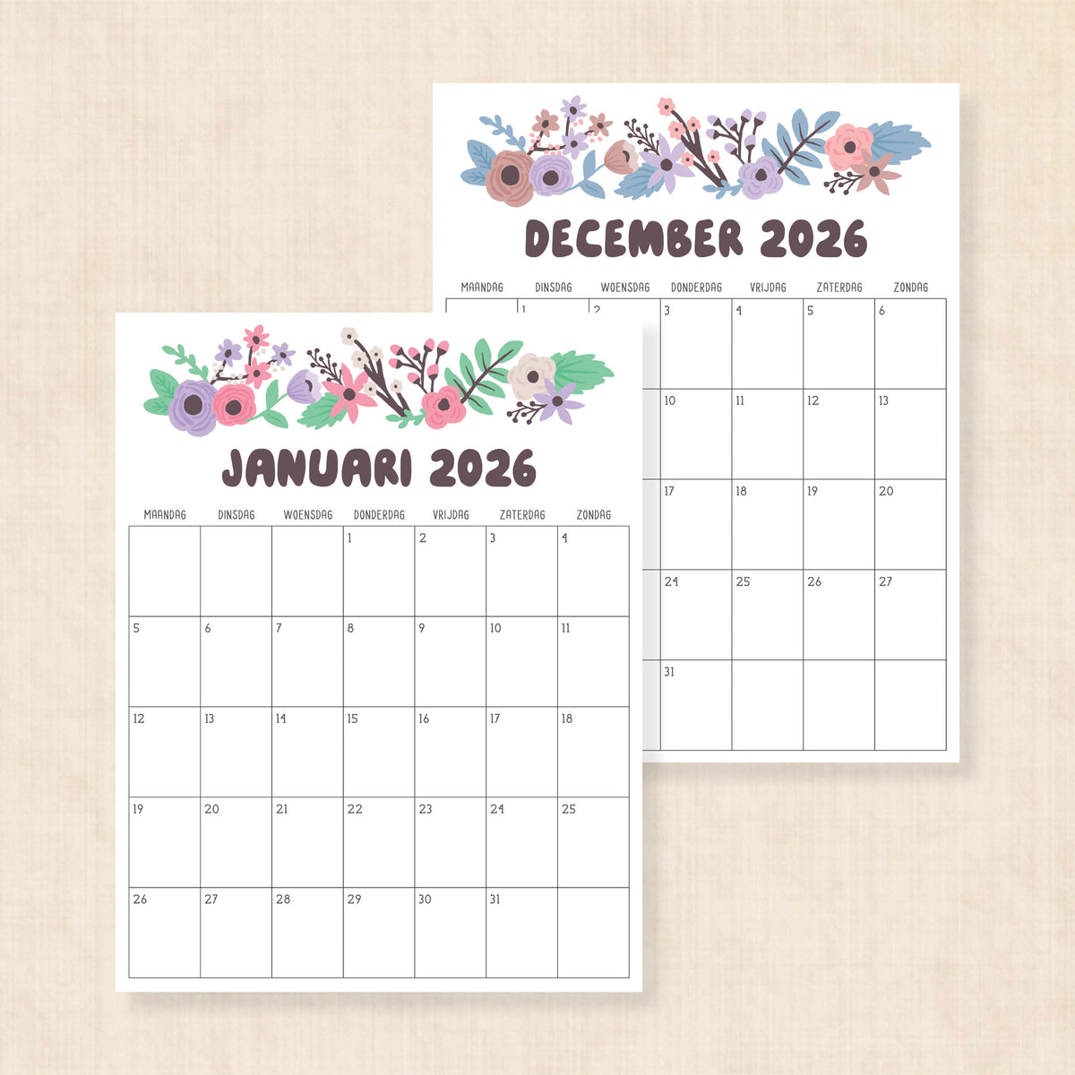 Kalender 2026 printen